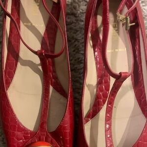 Fendi Red Crocodile Pattern Loafers